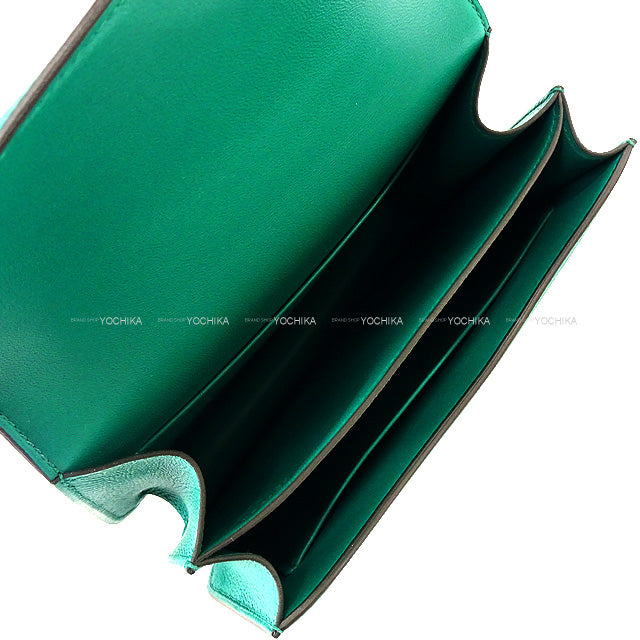 HERMES Shoulder bag Constance 3 18 Vert Jade Ever Grain Gold HW Stamp U[EXCELLENT][Authentic]