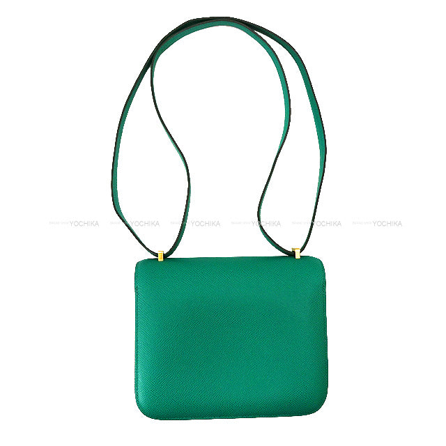 HERMES Shoulder bag Constance 3 18 Vert Jade Ever Grain Gold HW Stamp U[EXCELLENT][Authentic]