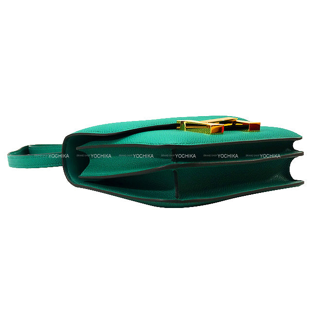 HERMES Shoulder bag Constance 3 18 Vert Jade Ever Grain Gold HW Stamp U[EXCELLENT][Authentic]