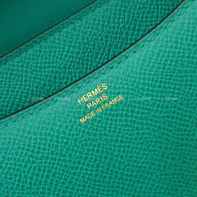 HERMES Shoulder bag Constance 3 18 Vert Jade Ever Grain Gold HW Stamp U[EXCELLENT][Authentic]