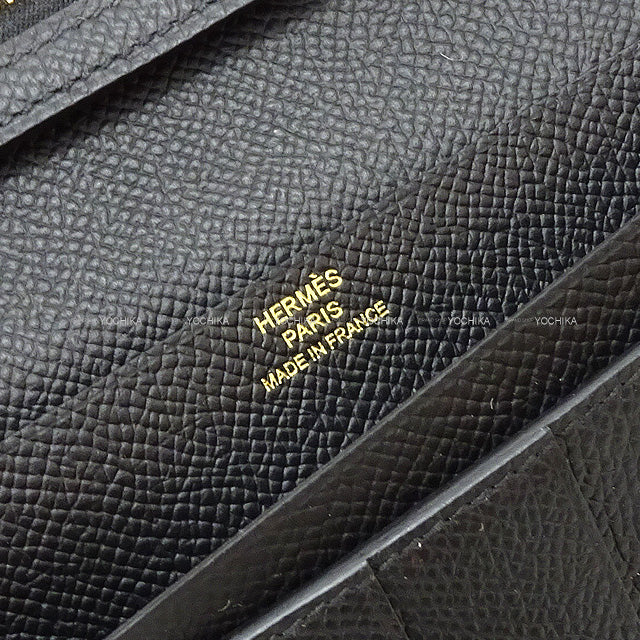 HERMES long wallet Bearn Soufflet Noir (Black) Veau Epsom Gold HW Stamp W[BRAND NEW][Authentic]