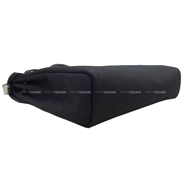 HERMES Messenger bag Herbag Zip Messenger 39 Noir (Black) Toile Militaire/Vache Hunter Pouch: W: 9.1 "H: 5.5" Silver HW Stamp W[ALMOST NEW][Authentic]