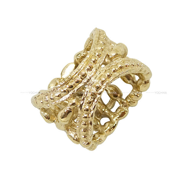CHANEL ring Rhinestone COCO Mark Wide #12 Gold HW[EXCELLENT][Authentic]