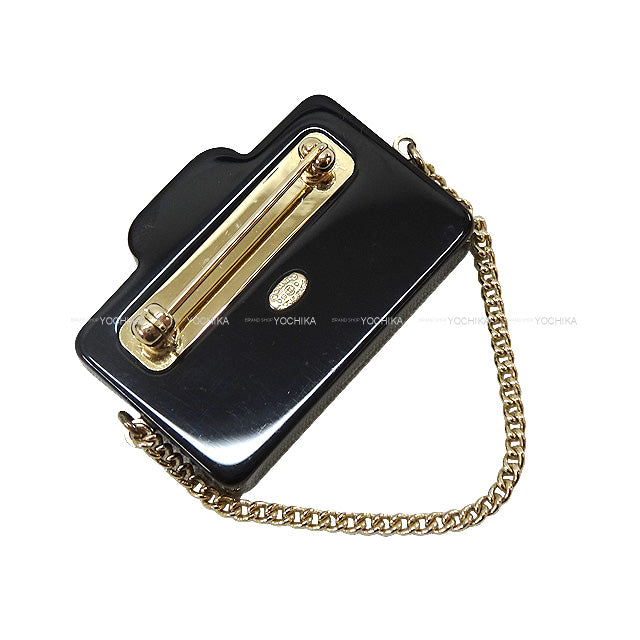 2019 CHANEL broach camera motif chain Coco Mark Noir (Black)/Blanc (White) Resin/Rhineston/Pearl Gold HW D19C[EXCELLENT][Authentic]