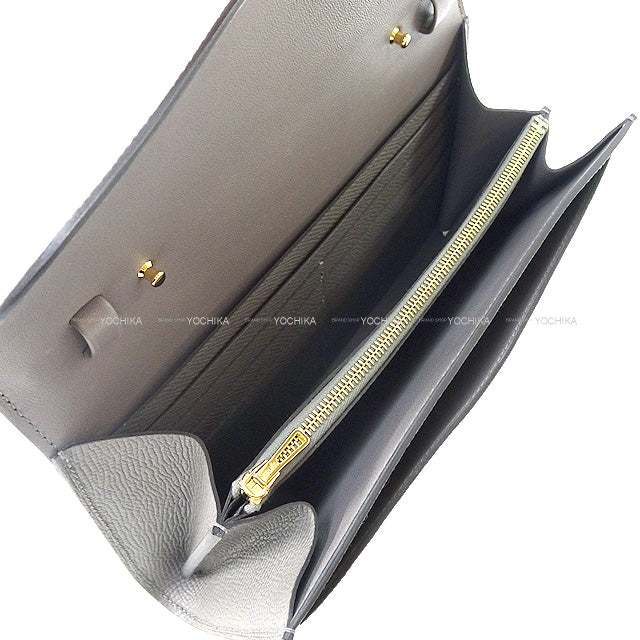 HERMES long wallet Constance Long wallet To Go Gris Meyer Ever Grain Gold HW Stamp B[ALMOST NEW][Authentic]
