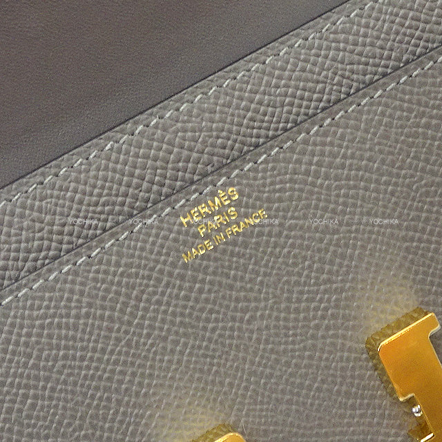 HERMES long wallet Constance Long wallet To Go Gris Meyer Ever Grain Gold HW Stamp B[ALMOST NEW][Authentic]