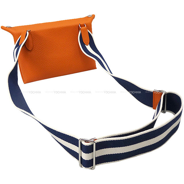 HERMES Shoulder bag Cross body bag Videpoches H logo Evelyn punching Orange Veau Togo Silver HW Stamp K[EXCELLENT][Authentic]