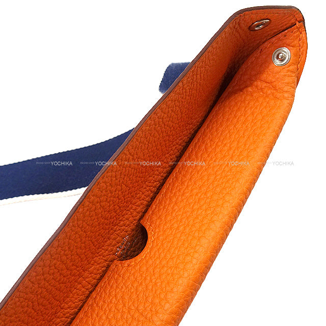 HERMES Shoulder bag Cross body bag Videpoches H logo Evelyn punching Orange Veau Togo Silver HW Stamp K[EXCELLENT][Authentic]