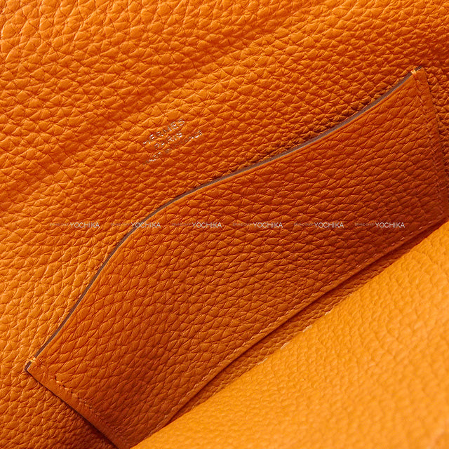 HERMES Shoulder bag Cross body bag Videpoches H logo Evelyn punching Orange Veau Togo Silver HW Stamp K[EXCELLENT][Authentic]