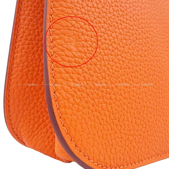 HERMES Shoulder bag Halzan 25 Orange Taurillon Clemence Gold HW Stamp U[EXCELLENT][Authentic]