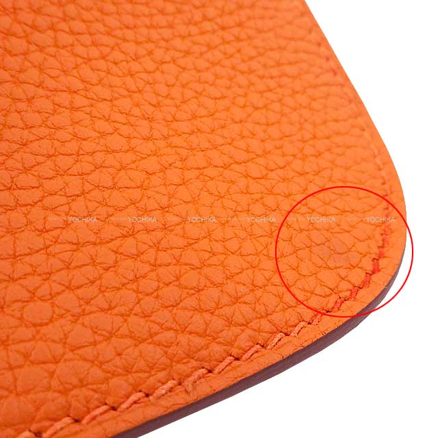 HERMES Shoulder bag Halzan 25 Orange Taurillon Clemence Gold HW Stamp U[EXCELLENT][Authentic]