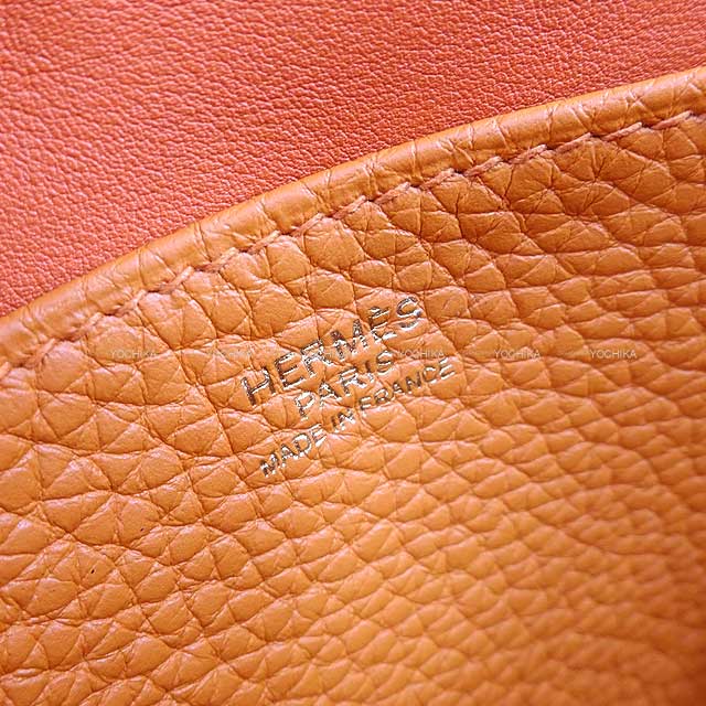 HERMES Shoulder bag Halzan 25 Orange Taurillon Clemence Gold HW Stamp U[EXCELLENT][Authentic]