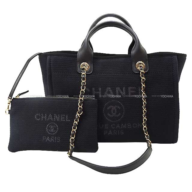 CHANEL tote bag Deauville Small shopping 2way Chain shoulder  Noir (Black) Mixed Fiver/Calf skin Champagne Gold HW AS3257[EXCELLENT][Authentic]