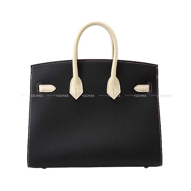 HERMES Handbag Birkin25 Sellier Personal Order Noir (Black)/Craie/Mauve sylvestre Veau Epsom Champagne Gold HW Stamp U[BRAND NEW][Authentic]