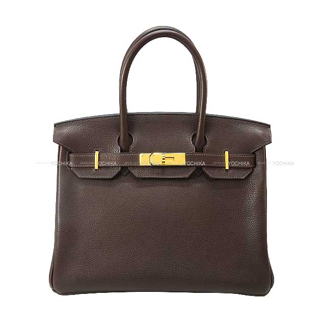 HERMES Handbag Birkin30 Ebene Agneau Milo Gold HW Stamp Z[EXCELLENT][Authentic]