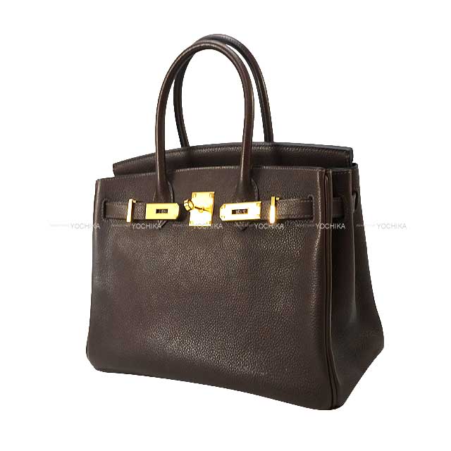 HERMES Handbag Birkin30 Ebene Agneau Milo Gold HW Stamp Z[EXCELLENT][Authentic]