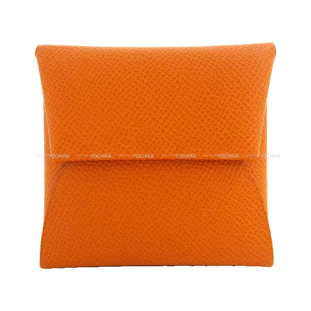 HERMES change purse Bastia Verso Orange/Celeste Veau Epsom Silver HW Stamp B[EXCELLENT][Authentic]