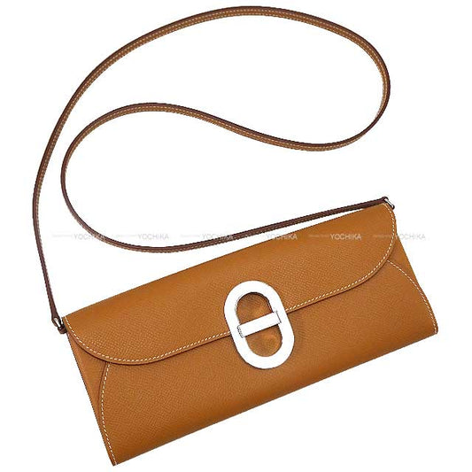 HERMES Clutch bag Maillon ChaineD'ancre Wallet To Go Gold Veau Epsom Silver HW Stamp B[BRAND NEW][Authentic]