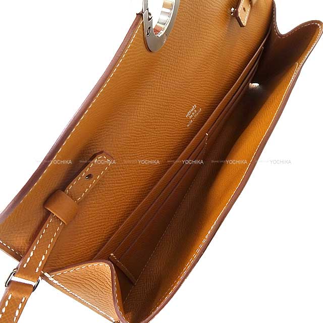 HERMES Clutch bag Maillon ChaineD'ancre Wallet To Go Gold Veau Epsom Silver HW Stamp B[BRAND NEW][Authentic]