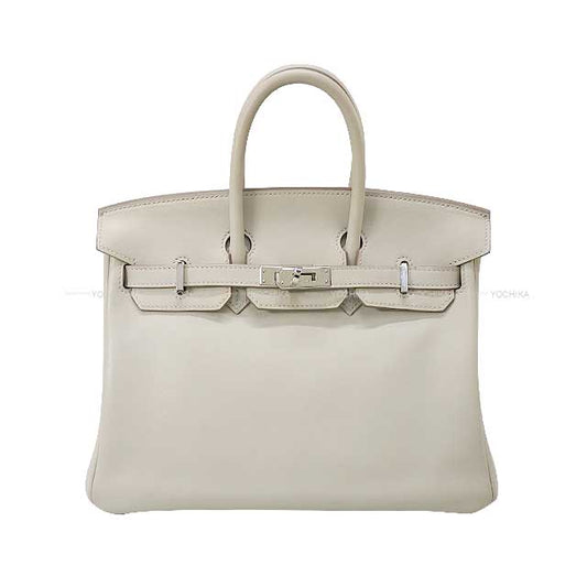 [Pre-loved] HERMES Handbag Birkin25 Beton Evercalf Silver HW Stamp D[USED A][Authentic]
