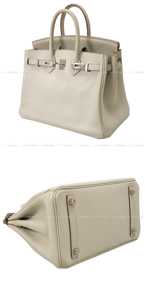 [Pre-loved] HERMES Handbag Birkin25 Beton Evercalf Silver HW Stamp D[USED A][Authentic]