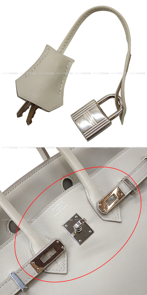 [Pre-loved] HERMES Handbag Birkin25 Beton Evercalf Silver HW Stamp D[USED A][Authentic]