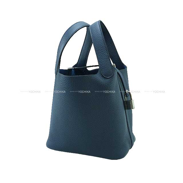 HERMES Handbag Picotin Lock 18 PM Bleu de Prusse Taurillon Clemence Silver HW Stamp W[BRAND NEW][Authentic]