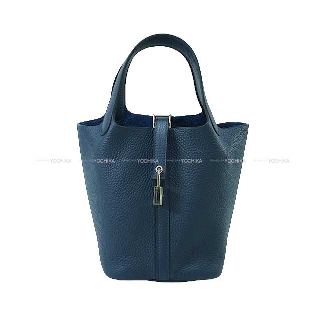 HERMES Handbag Picotin Lock 18 PM Bleu de Prusse Taurillon Clemence Silver HW Stamp W[BRAND NEW][Authentic]