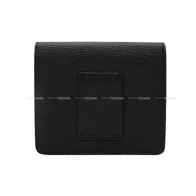 HERMES Bi-fold wallet Roulis Slim Noir (Black) Chevre Myzore Champagne Gold HW Stamp Z[EXCELLENT][Authentic]