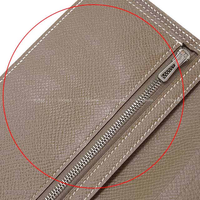 [Pre-loved] HERMES long wallet Bearn Soufflet Etoupe Veau Epsom Silver HW Stamp X[USED SA][Authentic]