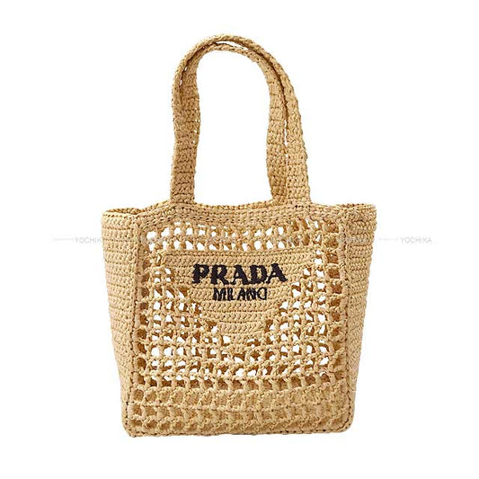 PRADA tote bag Small Clochette Rafia Naturel StrawWicker 1BG444[EXCELLENT][Authentic]