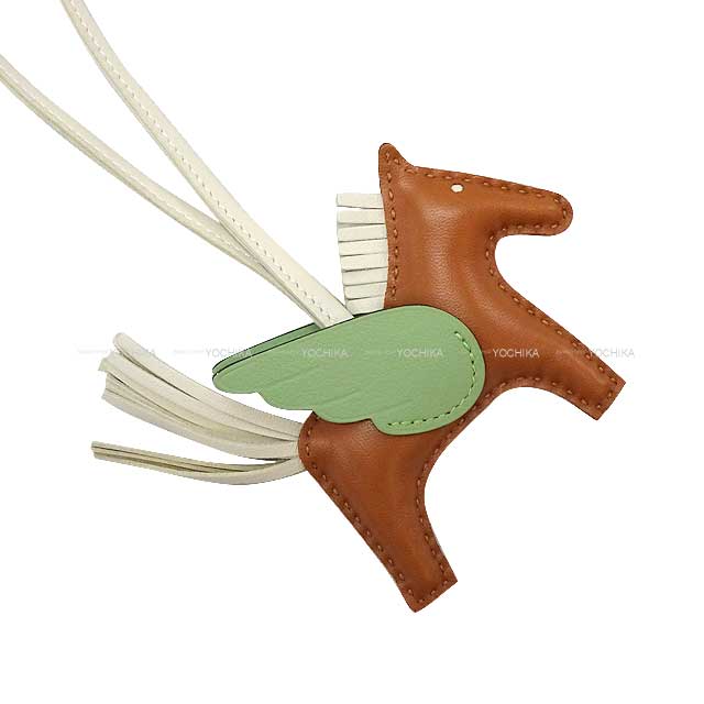 HERMES bag charm Rodeo Pegasus PM Gold/Vert criquet/Craie Agneau Milo/Veau Swift Stamp B[EXCELLENT][Authentic]