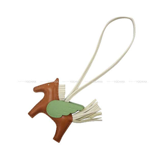 HERMES bag charm Rodeo Pegasus PM Gold/Vert criquet/Craie Agneau Milo/Veau Swift Stamp B[EXCELLENT][Authentic]