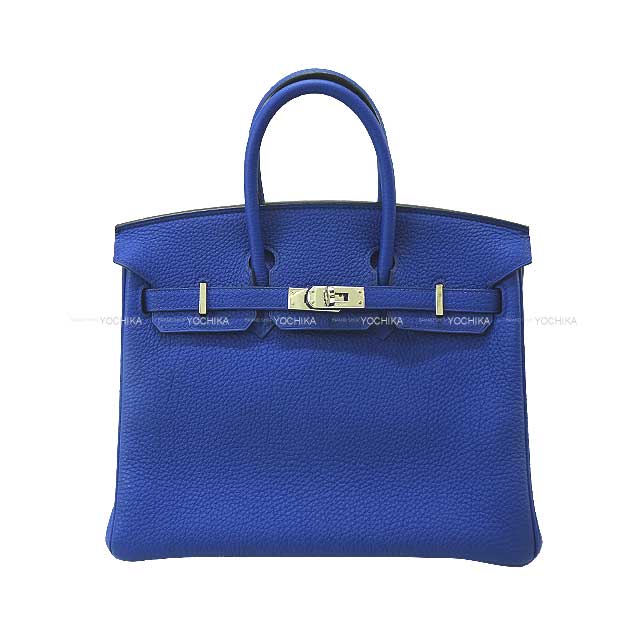 [Pre-loved] HERMES Handbag Birkin25 Bleu Electrique Veau Jonathan Silver HW Stamp □R[LIKE NEW][Authentic]