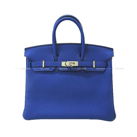 [Pre-loved] HERMES Handbag Birkin25 Bleu Electrique Veau Jonathan Silver HW Stamp □R[LIKE NEW][Authentic]