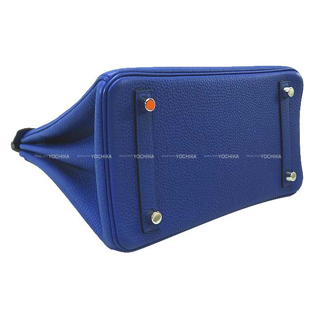 [Pre-loved] HERMES Handbag Birkin25 Bleu Electrique Veau Jonathan Silver HW Stamp □R[LIKE NEW][Authentic]