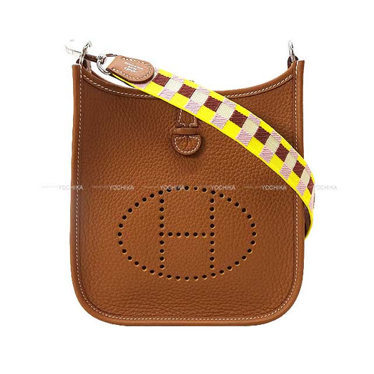 HERMES Shoulder bag Evelyne 16 TPM Amazon Maxi Quadrille Gold/Jaune Citron/Rouge H/Mauve sylvestre Taurillon Clemence/Toile H Silver HW Stamp B[BRAND NEW][Authentic]