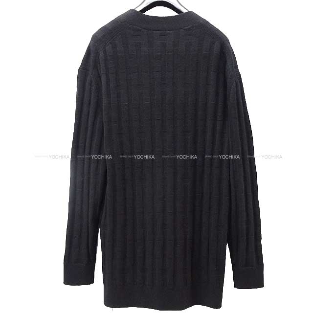 2021 AW HERMES Cardigan Ladies Long Sleeve H Motif Rib Voyage #34 Noir (Black) Virgin wool 100%[EXCELLENT][Authentic]