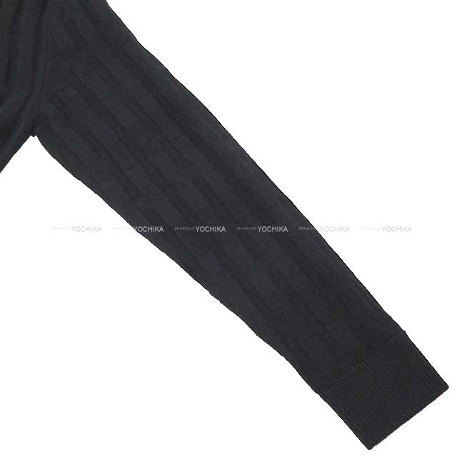 2021 AW HERMES Cardigan Ladies Long Sleeve H Motif Rib Voyage #34 Noir (Black) Virgin wool 100%[EXCELLENT][Authentic]