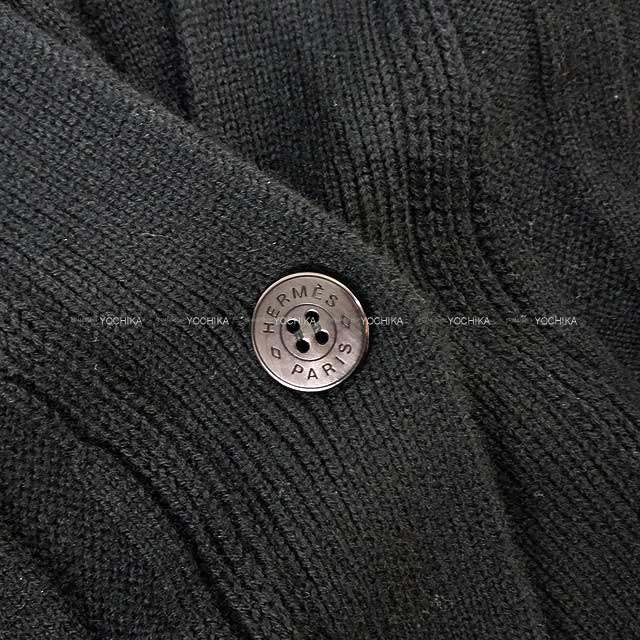 2021 AW HERMES Cardigan Ladies Long Sleeve H Motif Rib Voyage #34 Noir (Black) Virgin wool 100%[EXCELLENT][Authentic]