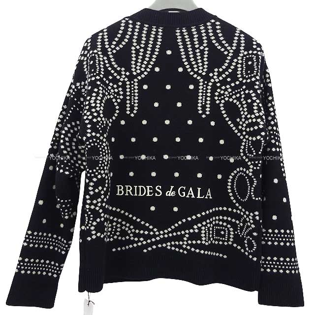 2023 SS NEW HERMES Cardigan Long Sleeve Brides de Gala embroidered #34 Noir (Black)/Blanc (White) Cashmere 63%/Cotton 35%/Polyamide 2%[BRAND NEW][Authentic]