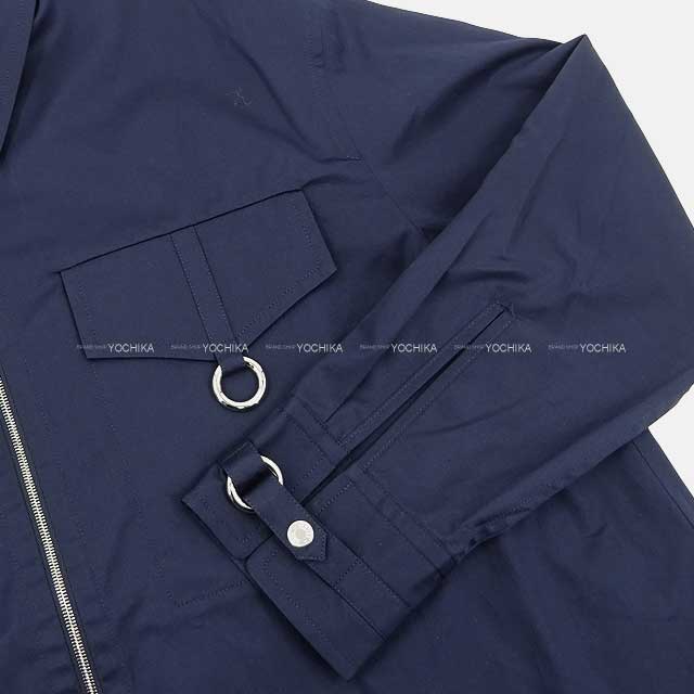 2023 SS HERMES Long sleeve shirt Ladies Zip-up Shirt Sellier Button #34 Navy Cotton100% Silver HW[BRAND NEW][Authentic]