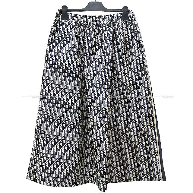 Christian Dior skirt Trotter Oblique Technical Taffeta Jacquard #36 Navy Polyester 127J24A2970[BRAND NEW][Authentic]