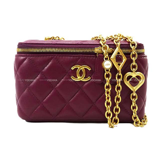 2023 SS CHANEL Shoulder bag Matelasse COCO mark Heart & diamond charm Chain vanity Red Lambskin Antique Gold HW[EXCELLENT][Authentic]