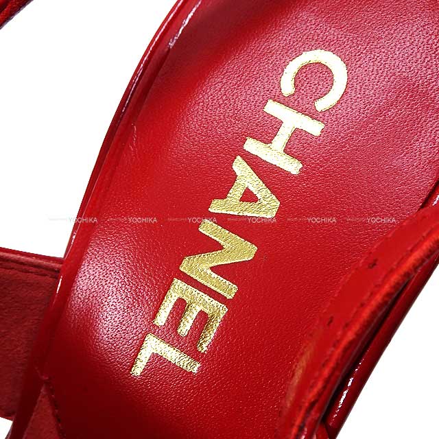 2023 AW NEW CHANEL sandals Ladies Crumpled Double-soled COCO Mark Red Patent Lambskin #37 Silver HW G45016[EXCELLENT][Authentic]