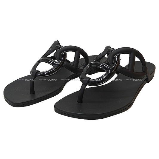 2022 SS HERMES sandals Egerie Noir (Black) Rubber #37[BRAND NEW][Authentic]