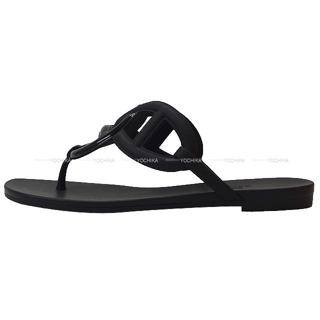 2022 SS HERMES sandals Egerie Noir (Black) Rubber #37[BRAND NEW][Authentic]