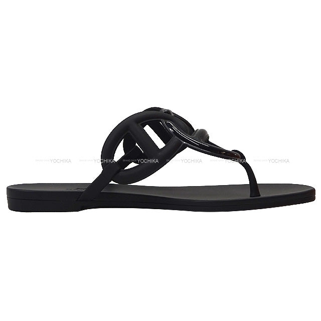 2022 SS HERMES sandals Egerie Noir (Black) Rubber #37[BRAND NEW][Authentic]