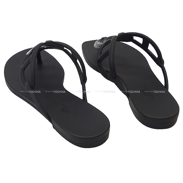 2022 SS HERMES sandals Egerie Noir (Black) Rubber #37[BRAND NEW][Authentic]