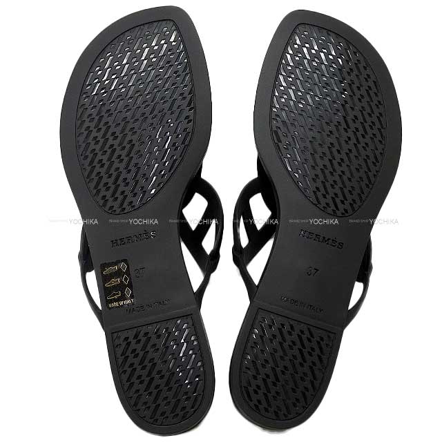 2022 SS HERMES sandals Egerie Noir (Black) Rubber #37[BRAND NEW][Authentic]